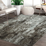 Garvee Modern Abstract Area Rug 10x13 Large Living Room Area Rug Non Slip Bedroom Throw Rug Washable Rug Low Pile Contemporary Accent Area Rug Retro Carpet for Dining Room Home Office, Brown - Dark Brown