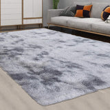 Garvee Fluffy & Sheepskin Light Grey 5'3" × 6'7" Area Rugs Shaggy Rug for Bedroom Fuzzy Rug Living Room Rugs Non-Slip Rug for Living Room Bedroom Dining Room Office Plush Rug,Grey - Light Gray