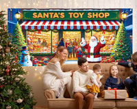 Garvee Santa's Workshop Garage Door Cover - 7x16 ft Christmas Holiday Decor with 4x6 m Ribbon Strings | Polyester Santa & Elves Scene for Home, Church, Party Decorations | Durable, Reusable & Fade-Resistant