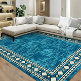 Garvee Bordered Blue-Green 8x10 Area Rug Machine Washable Rug Modern Area Rug, Stain Resistant Non-Slip Accent Rug Minimalist Border Floor Cover Farmhouse Carpet Rug for Living Room Decor - Blue-Green
