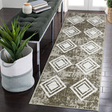 Garvee Boho Runner Rug 2x6 Rug Runners for Hallways Non Slip Soft Geometric Washable Rug Runner Modern Kitchen Runner Rugs for Bathroom Entryway Laundry Bedroom - Tan & Ivory