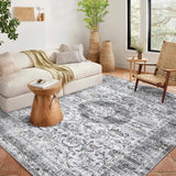 Garvee Washable Rug 6x9 Boho Soft Living Room Rugs Indoor Distressed Floor Carpet Vintage Rustic Farmhouse Area Rugs for Bedroom Non Slip Foldable Thin Rug for Kitchen Dining Room Kids Room Grey - Gray