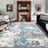 Garvee Area Rug 10x13 Boho Chic Abstract Watercolor Design Non Slip Low Pile Blue/Grey for Living Room Bedroom Laundry Room - Blue Multi