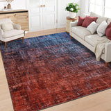 Garvee Abstract Living Room Rugs, 9x12 Washable Non Slip Bedroom Nursery Rugs Indoor Modern Stain Resistant Under Table Carpet, Red Blue - Red Blue