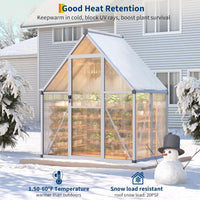 Garvee Heavy Duty 6x4 FT Walk-In Aluminum Greenhouse with Polycarbonate Panels – UV Protection, Roof Ventilation, Easy Assembly, Ideal for Home Gardeners and Vegetables – Silver