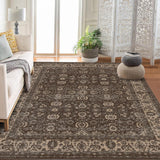 Garvee Vintage Floral Rugs Brown 8x10 Washable Low Pile Non Shedding Stain Resistant for Living Room Bedroom Dining Room Home Office - Brown
