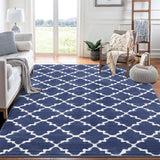 Garvee Large Living Room Area Rug 9x12 Non-Sheddding Tufted Area Rug Ultra Soft Indoor Carpet Moroccan Area Rug Modern Trellis Area Rug Geometric Rug for Bedroom Home Office, Blue - Blue