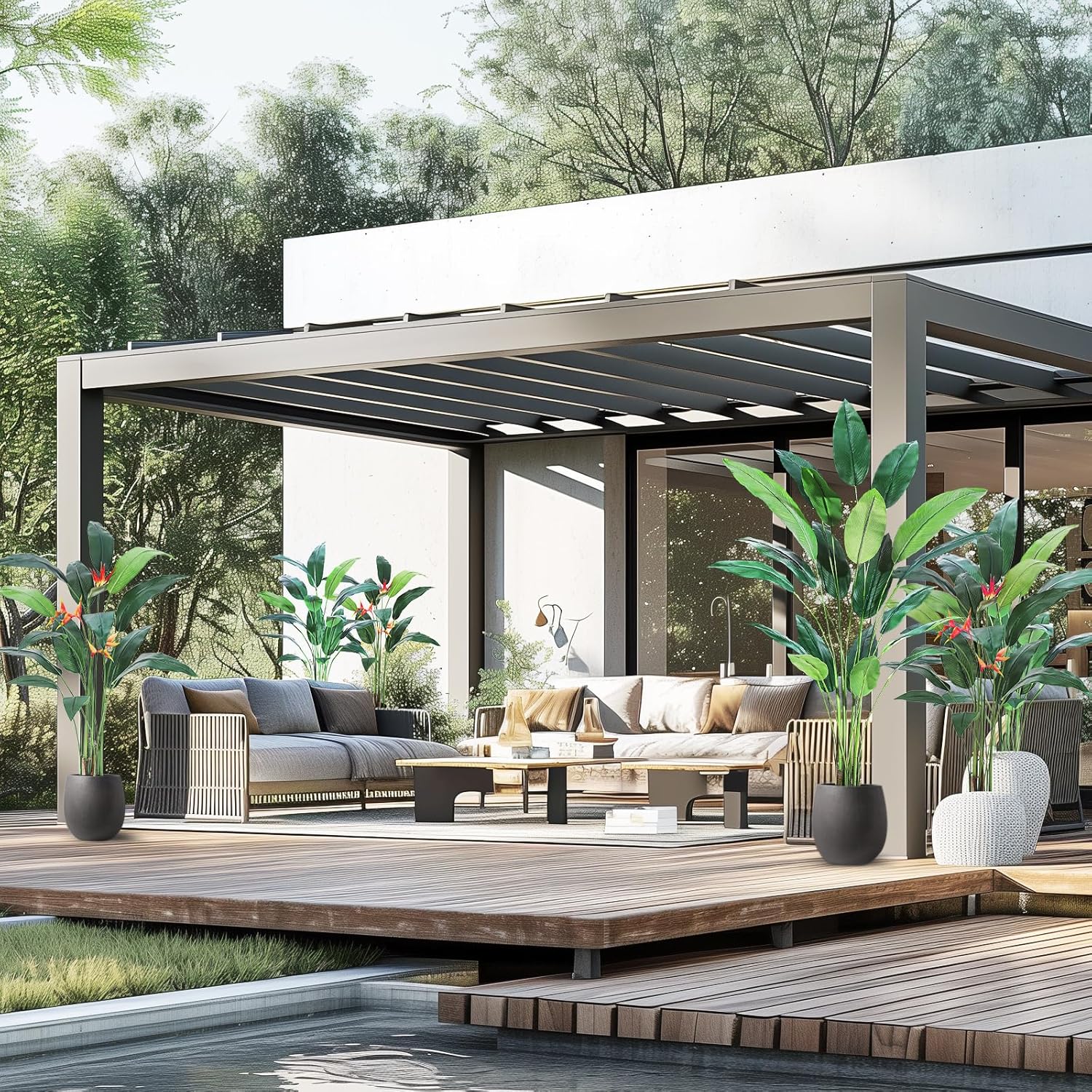 Garvee Set of 2 6FT Artificial Bird of Paradise Plant Fake Palm Tree with 17 Trunks for Indoor Outdoor