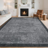 Garvee Living Room Area Rug 10x13, Washable Non Slip Stain Resistant, Ultra Thin Soft Dark Grey Carpet for Dining Room Bedroom Home Office - Dark Gray