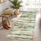 Garvee 2x6 Runner Rug Non Slip Washable Kitchen Rug Modern Abstract Green Multi - Green/Multi