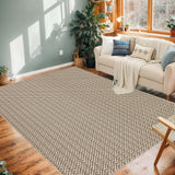 Garvee Area Rug 9x12 Washable for Living Room, Low Pile Non-Slip Floor Carpet Faux Woven Printed Rug, Stain Resistant Non-Shedding Rug, Soft Indoor Minimalist Rug for Kitchen, Bedroom, Indoor - Camel