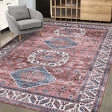 Garvee Machine Washable Rug 8x10 Area Rugs for Living Room Bedroom Large Indoor Carpet Boho Area Rug Oriental Rug Boho Distressed Area Rug for Bedroom Kitchen Home Office, Pink 8' x 10' - Pink