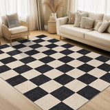 Garvee Living Room Rug 5x7 Washable Low Pile Checkerboard Area Rug Black Brown for Bedroom Classroom - Black & Brown