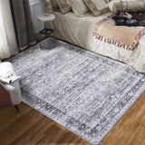 Garvee 8x10 Area Rugs for Living Room Vintage Washable Rug Oriental Floral Large Area Rug Ultra-Soft Indoor Carpet Non Slip Foldable Thin Rug for Bedroom Dining Room Nursery Home Office - Blue Gray