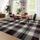 Garvee 5' x 7' Classic Tartan Plaid Area Rug, Washable Non-Slip Low-Pile Farmhouse Rug for Living Room, Bedroom, Office & Nursery, Black/Ivory/Burgundy - Black/Ivory/Burgundy