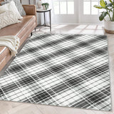 Garvee 6x9 Area Rugs for Bedroom Indoor Plaid Rug Non-Slip Washable Rug Modern Plaid Accent Rug Low Pile Soft Floor Cover Modern Lines Foldable Thin Rug for Living Room Dining Room Nursery Black - Black Gray