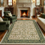 Garvee Vintage Botanical Area Rug 8x10 Washable Non-Slip Farmhouse Carpet, Floral Low Pile Living Room Bedroom Dining Room Rug for Home Decor, Sage Green Ivory - Sage Green Ivory