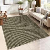 Garvee Modern Brown 8x10 Washable Area Rug – Low-Pile, Non-Shedding, Non-Slip Braided Print Accent Carpet for Bedroom, Living Room, Classroom, or Indoor Spaces - Brown