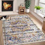 Garvee Vintage Boho Rug 9x12 Washable Non-Slip Soft Polyester for Bedroom Living Room Stain Resistant - Orange