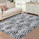 Garvee Machine Washable Area Rug 5x7 Modern Geometric Area Rug for Living Room Bedroom Contemporary Moroccan Non-Slip Stain Resistant Accent Rug Carpet for Home Decor Floor Decoration, Grey - Gray