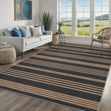 Garvee Modern Black & Brown-Stripes Area Rug 8x10 Thin Bordered Soft Printed Floorcover for Kitchen and Living Room - Black & Brown-Stripes