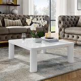 Garvee 33.5" Modern Square Coffee Table Rounded Corner Design White 33.5"x33.5"x13"H Living Room Sofa Center Table