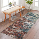 Garvee Washable Runner Rug 2x6 Modern Abstract Kitchen Rugs, Non Slip Bathroom Rug, Low Pile Laundry Room Soft Long Carpet for Hallway Bedroom Entryway, Red Multi - Red Multi