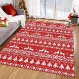 Garvee Christmas Area Rug 5x7 Feet Christmas Tree and Deer Pattern Floor Cover Boho Style Machine Washable Indoor Carpet Rug Decorative Non Slip Accent Rug for Kitchen Living Room Bedroom - Christmas Boho