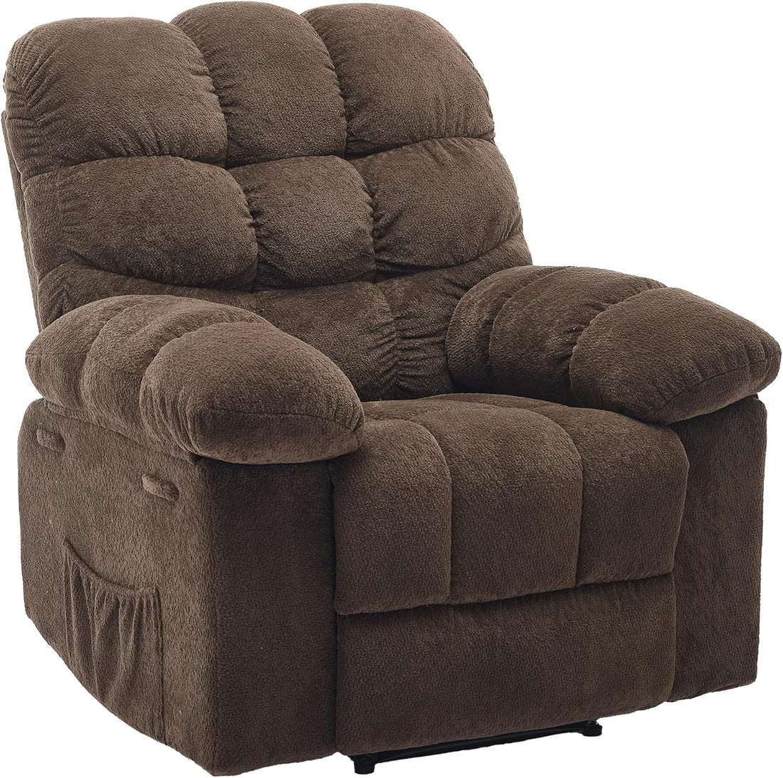 Garvee Manual Recliner Chair for Living Room, Overstuffed Fabric Reclining Sofa with Side Pockets, Ergonomic Upholstered Lazy Chair with Q235 Steel Frame for Adults (Brown)