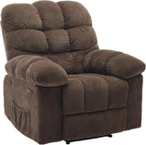 Garvee Manual Recliner Chair for Living Room, Overstuffed Fabric Reclining Sofa with Side Pockets, Ergonomic Upholstered Lazy Chair with Q235 Steel Frame for Adults (Brown) - Brown