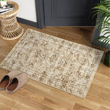 Garvee Washed Back Low Pile Area Rug for Living Room 2x3ft Washable Non Slip Carpet Beige - Beige