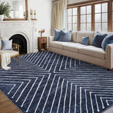 Garvee Large Area Rug Navy Blue 10x13 Living Room Rug Indoor Non Slip Geometric Large Bedroom Area Rug Stain Resistant Modern Dining Room Throw Rug Low Pile Contamporary Carpet for Office Home Decor - Navy Blue
