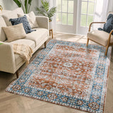 Garvee Washable Area Rug 8x10 Large Soft Floral Vintage Design Apricot for Living Room Bedroom - Orange