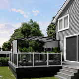 Garvee 9' X 12' Outdoor Arched Pergola Metal Gazebo with Retractable Sun Shade, Weather-Resistant Patio Shelter for Backyard & Lawn, Grey - Grey