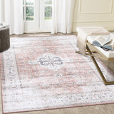 Garvee Vintage Area Rug 5x7 Non Slip Washable Rug Stain Resistant Washable Area Rugs Low Pile Area Rug Soft Rug High Traffic Rugs for Dinning Room Living Room Bedroom Farmhouse, Light Orange - Orange