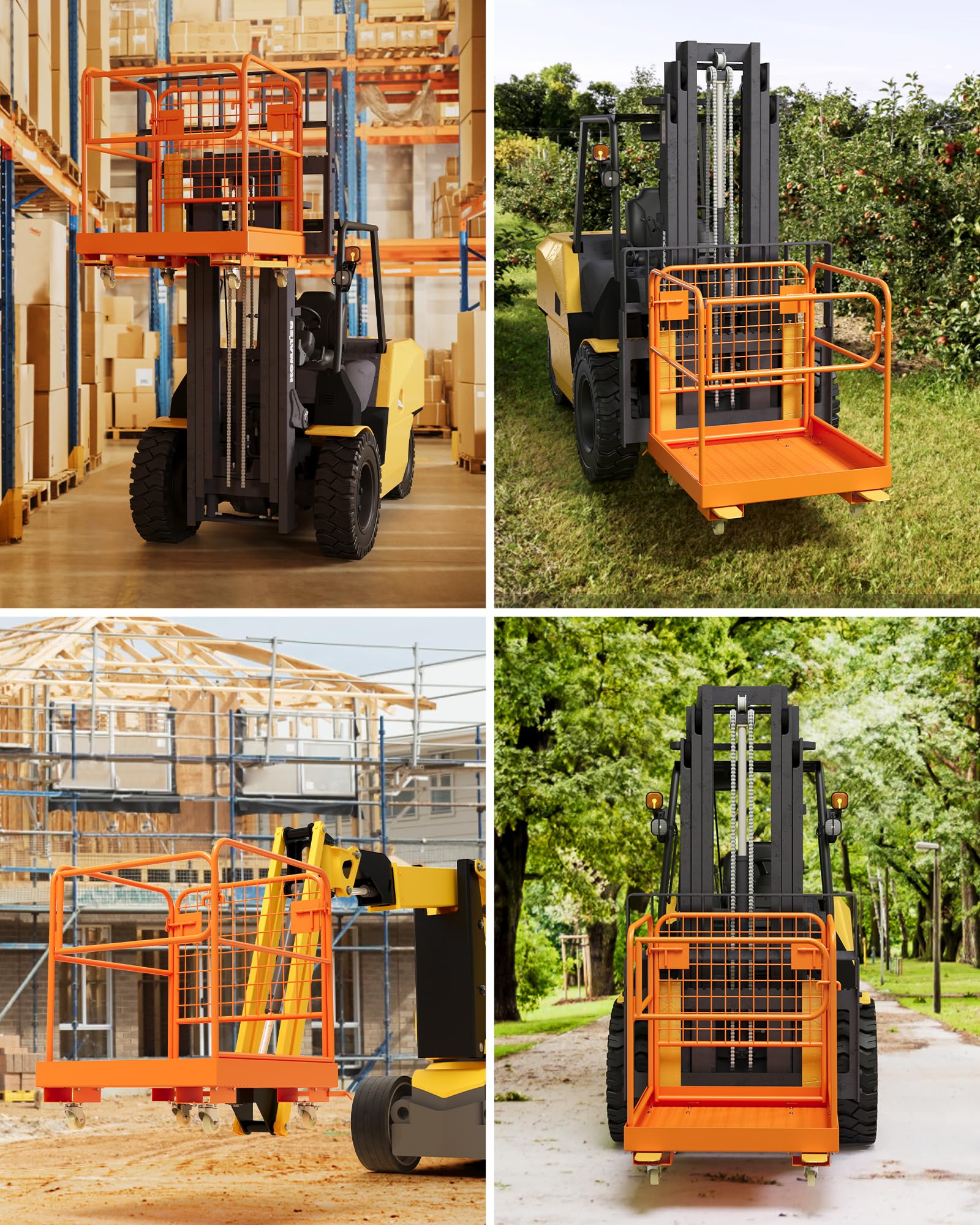 GARVEE forklift safety cage used in warehouse construction farm and outdoor maintenance scenes