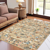Garvee Modern Floral Brown 8x10 Area Rug Washable Non-Slip Stain Resistant Brown for Living Room Bedroom Office Playroom - Brown