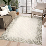 Garvee Area Rug 5x7 Machine Washable Rug Modern Bordered Carpet Rug Stain Resistant Non-Slip Accent Rug Minimalist Border Table Rug Farmhouse Floor Cover for Dining Office Bedroom, Brown - Taupe