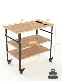Bamboo Prep Cart for Pizza, Built-in Size Guide, Movable - GARVEE