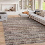 Garvee Washable Rugs 8x10 Area Rug Modern Ombre Rugs for Living Room Soft Ultra Thin Large Area Rugs Non-Slip Striped Rug for Bedroom Printed Braid Abstract Carpet for Office Home, Camel - Camel