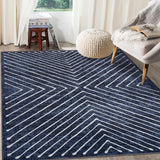 Garvee Geometric Area Rug Navy Blue 4x6 Washable Bedroom Rug Non Slip Contemporary Living Room Stain Resistant Modern Throw Dining Room Carpet Small Indoor Abstract Accent Carpet for Kitchen Entryway - Navy Blue
