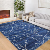 Garvee 4x6 Area Rugs Boho Floral Rug with Branch Patten Non-Slip Distressed Area Rug Accent Throw Rugs Floor Carpet for Entryway Bedrooms Laundry Room Decor,4x6 Blue - Blue