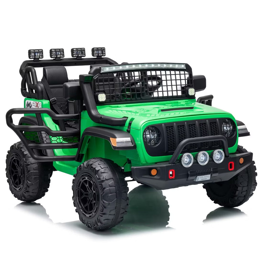 Garvee 24V Ride on Toys for Big Kids, 2-Seater Electric Ride on Car Truck with Remote Control, Four-Wheel Shock Absorbers, 4 Mph Max Speed, Music, LED Lights for Boys Girls, Green