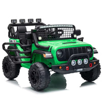 Garvee 24V Ride on Toys for Big Kids, 2-Seater Electric Ride on Car Truck with Remote Control, Four-Wheel Shock Absorbers, 4 Mph Max Speed, Music, LED Lights for Boys Girls, Green