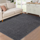 Garvee Machine Washable Modern Rug - Stain Resistant, Non-Slip, Chenille, Foldable, Dark Grey, 4' x 6', Ideal for Dining Table - Dark Gray