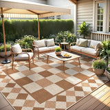Garvee 10' x 13' Easy Jute Indoor Outdoor Area Rug, Washable Non-Slip Low-Pile Checkerboard Rug for Living Room, Bedroom & Patio,  Beige & Natural - Beige & Natural
