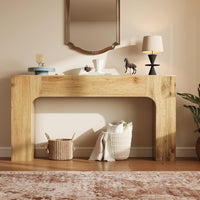 Garvee 63" Farmhouse Console Table Slim Wood Sofa Side Table Narrow Rustic Foyer Furniture for Living Rooms Hallways Apartments, Oak