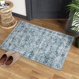 Garvee Washed Back Low Pile Area Rug Washable Non Slip Carpet for Living Room Bedroom Kitchen 2x3ft Blue - Blue