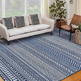 Garvee Boho Area Rug 6x9 Navy Moroccan Bohemian Large Rug Indoor Modern Machine Washable Floor Carpet Non Slip Geometric Rug for Living Room Bedroom Stain Resistant Accent Rug for Dining Room Office - Blue