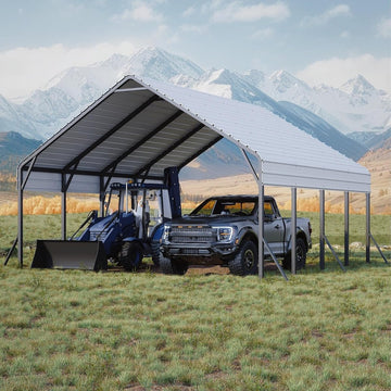 Garvee Metal Carport 20' × 20' × 13', 400 Sq.Ft 2-Car Steel Shelter, 800 lb Heavy-Duty Frame for Snow, Trucks, Boats & Tractors